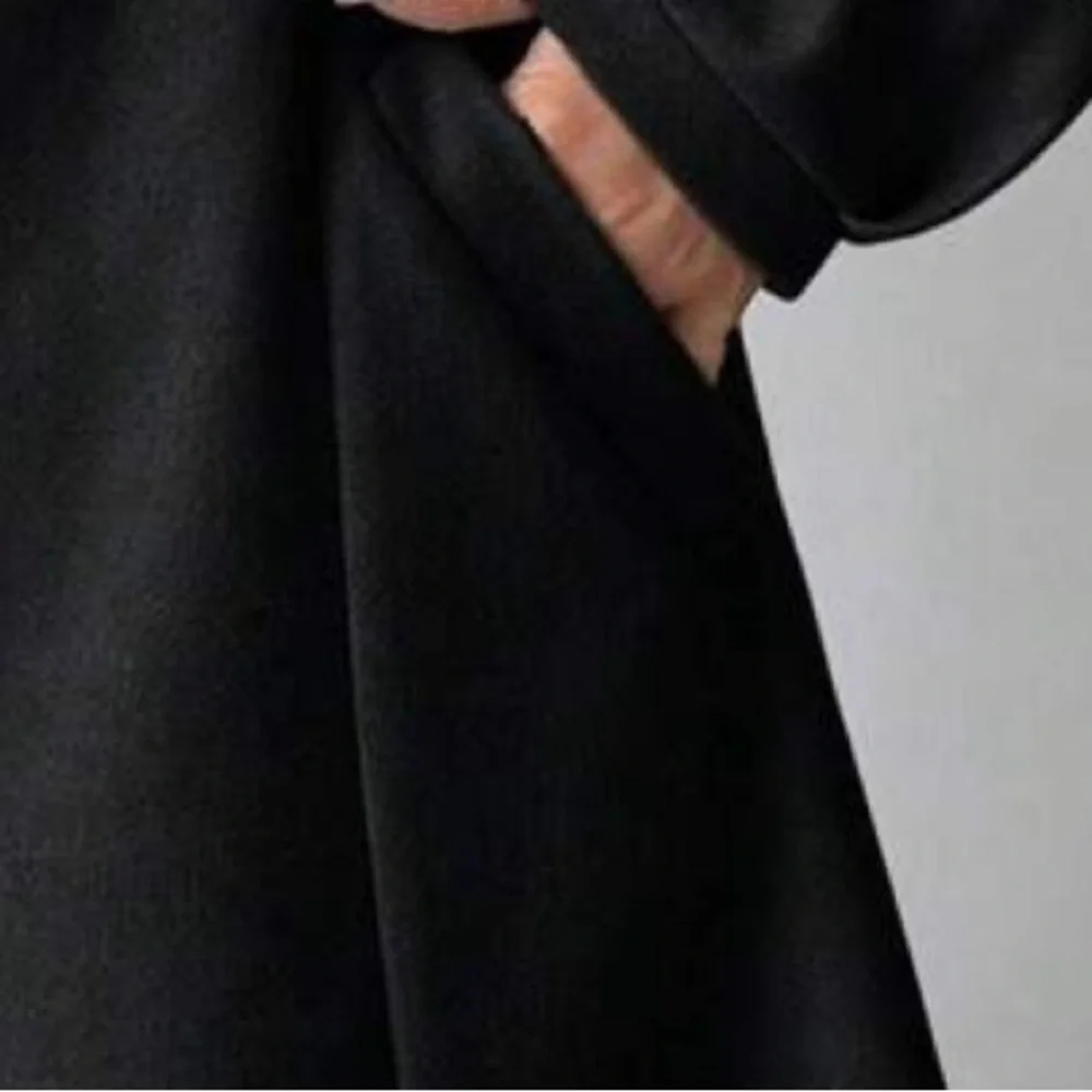 Classic Tan Tie Neck Button Pockets Coat Jacket - Picture 6 of 7